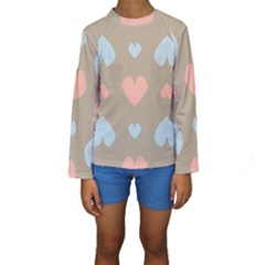 Hearts Heart Love Romantic Brown Kids  Long Sleeve Swimwear by HermanTelo