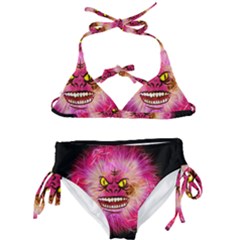 Monster Pink Eyes Aggressive Fangs Kids  Classic Bikini Set by HermanTelo