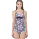 Seamless Pattern Flowers Pink One Piece Swimsuit View1