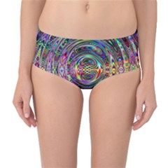 Wave Line Colorful Brush Particles Mid-waist Bikini Bottoms by HermanTelo