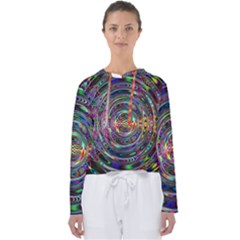 Wave Line Colorful Brush Particles Women s Slouchy Sweat by HermanTelo