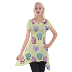 Animals Pastel Children Colorful Short Sleeve Side Drop Tunic by HermanTelo