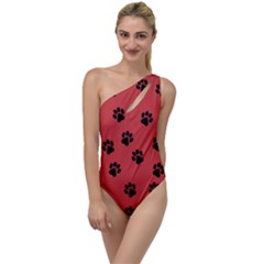 Paw Prints Background Animal To One Side Swimsuit by HermanTelo