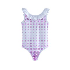 Square Pink Pattern Decoration Kids  Frill Swimsuit by HermanTelo
