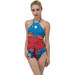 Sketch Nature Water Fish Cute Go With The Flow One Piece Swimsuit by HermanTelo