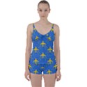 Aircraft Texture Blue Yellow Tie Front Two Piece Tankini View1