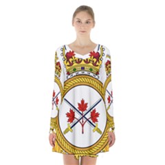 Badge Of The Canadian Army Long Sleeve Velvet V-neck Dress by abbeyz71