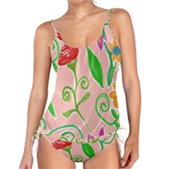 Background Colorful Floral Flowers Tankini Set by HermanTelo