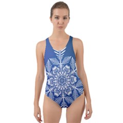 Flake Crystal Snow Winter Ice Cut-out Back One Piece Swimsuit by HermanTelo