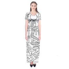 Egyptian Hieroglyphics History Seb Short Sleeve Maxi Dress by Pakrebo