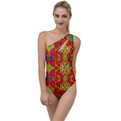 Abstract Background Pattern Doodle To One Side Swimsuit
