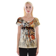 Collage Art The Statue Of Shell Cap Sleeve Top