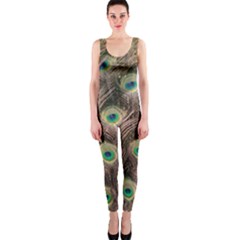 Bird Peacock Tail Feathers One Piece Catsuit