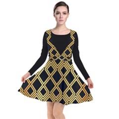 Arabic Pattern Gold And Black Plunge Pinafore Dress by Nexatart