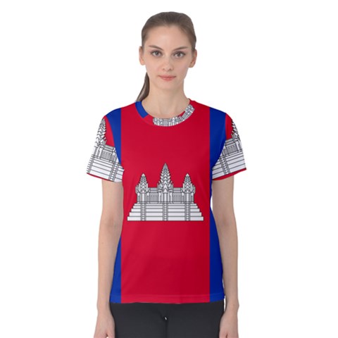 Vertical Display Of National Flag Of Cambodia Women s Cotton Tee by abbeyz71
