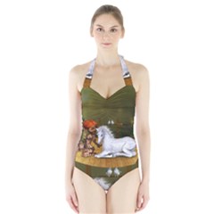 Cute Fairy With Unicorn Foal Halter Swimsuit by FantasyWorld7