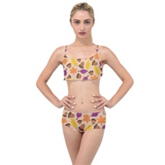 Acorn Leaves Pattern Layered Top Bikini Set by HermanTelo