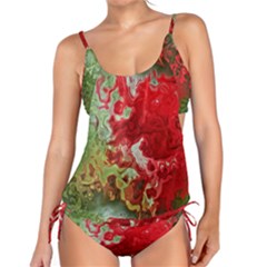 Abstract Stain Red Seamless Tankini Set by HermanTelo
