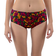 Roses  Reversible Mid-waist Bikini Bottoms by BubbSnugg