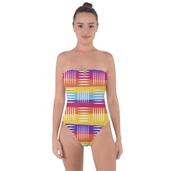 Background Line Rainbow Tie Back One Piece Swimsuit by HermanTelo