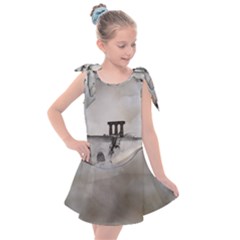 Awesome Whale In The Sky Kids  Tie Up Tunic Dress by FantasyWorld7