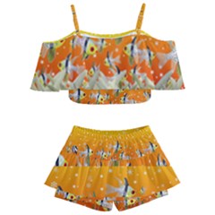 Fish Snow Coral Fairy Tale Kids  Off Shoulder Skirt Bikini by HermanTelo