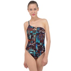 Mosaic Abstract Classic One Shoulder Swimsuit