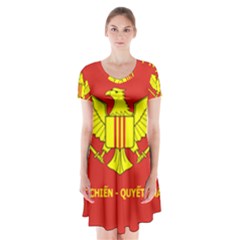 Flag Of Army Of Republic Of Vietnam Short Sleeve V-neck Flare Dress by abbeyz71