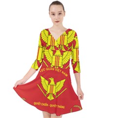 Flag Of Army Of Republic Of Vietnam Quarter Sleeve Front Wrap Dress by abbeyz71