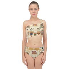 Egyptian Paper Papyrus Hieroglyphs Spliced Up Two Piece Swimsuit by Sapixe
