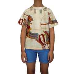 Egyptian Tutunkhamun Pharaoh Design Kids  Short Sleeve Swimwear by Sapixe