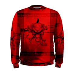 Awesome Creepy Skull With Crowm In Red Colors Men s Sweatshirt by FantasyWorld7