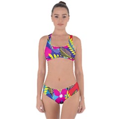 Pattern Leaf Polka Rainbow Criss Cross Bikini Set by HermanTelo