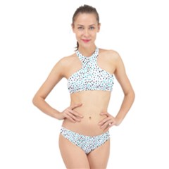 Seamless Texture Fill Polka Dots High Neck Bikini Set by HermanTelo