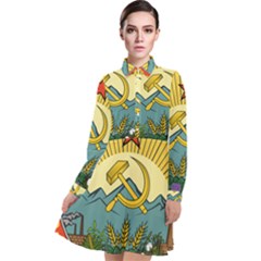 Emblem Of Transcaucasian Socialist Federative Soviet Republic, 1930-1936 Long Sleeve Chiffon Shirt Dress by abbeyz71