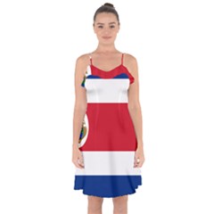 National Flag Of Costa Rica Ruffle Detail Chiffon Dress by abbeyz71