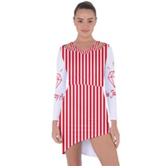 Diamond Red Red White Stripe Skinny Asymmetric Cut-out Shift Dress by thomaslake
