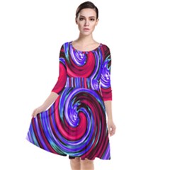 Swirl Vortex Motion Quarter Sleeve Waist Band Dress by HermanTelo
