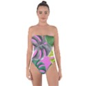 Tropical Greens Pink Leaf Tie Back One Piece Swimsuit View1