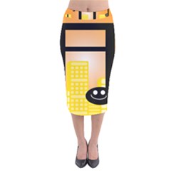 Abstract Anthropomorphic Art Velvet Midi Pencil Skirt by Bajindul