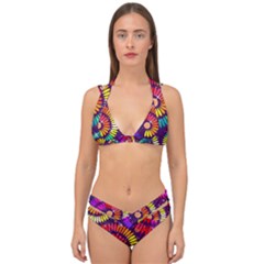 Abstract Background Spiral Colorful Double Strap Halter Bikini Set by Bajindul