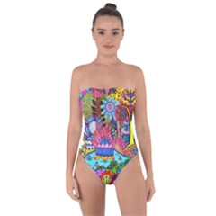 Pond Abstract  Tie Back One Piece Swimsuit by okhismakingart