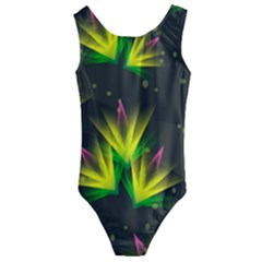 Floral Abstract Lines Kids  Cut-out Back One Piece Swimsuit by Bajindul