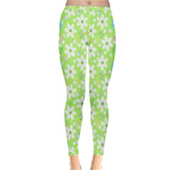Zephyranthes Candida White Flowers Inside Out Leggings by Bajindul