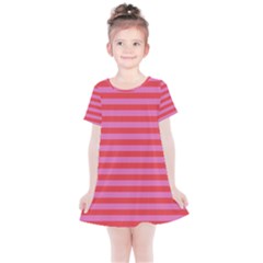 Love Sick - Bubblegum Pink Stripes Kids  Simple Cotton Dress by WensdaiAmbrose