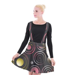Circles Pinks Yellows Design Suspender Skater Skirt by Pakrebo