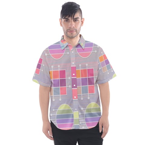 Pastels Shapes Geometric Men s Short Sleeve Shirt by Pakrebo