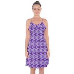 Argyle Large Purple Pattern Ruffle Detail Chiffon Dress by BrightVibesDesign