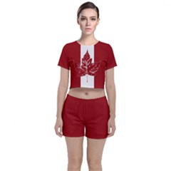 Cool Canada Crop Top And Shorts Co-ord Set