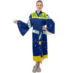 National Seal Of Brazil Maxi Tie Front Velour Kimono by abbeyz71
